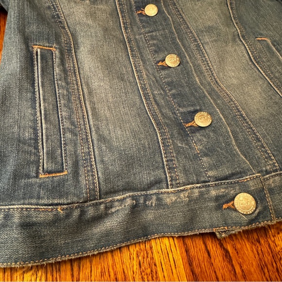 Ann Taylor Loft distressed jean jacket, size extra small - Picture 7 of 12